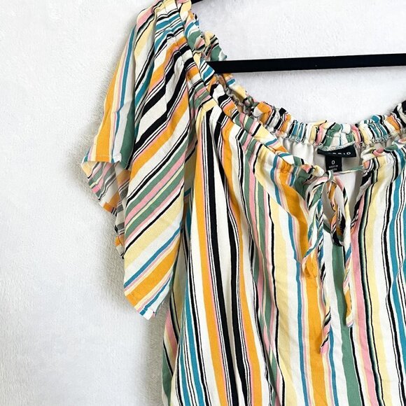 Torrid Multi Stripe Off-Shoulder cropped Gauze Top size large crop top - Picture 3 of 10